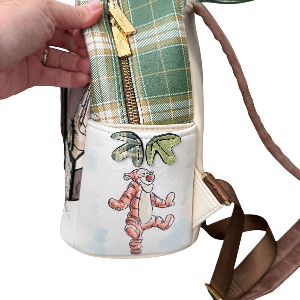 Disney Backpack Winnie the Pooh Danielle Nicole Owl's House Door Plaid Mini - Picture 7 of 11